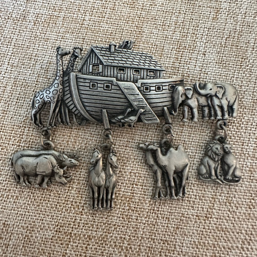 Silver Noah's Ark Animal Brooch